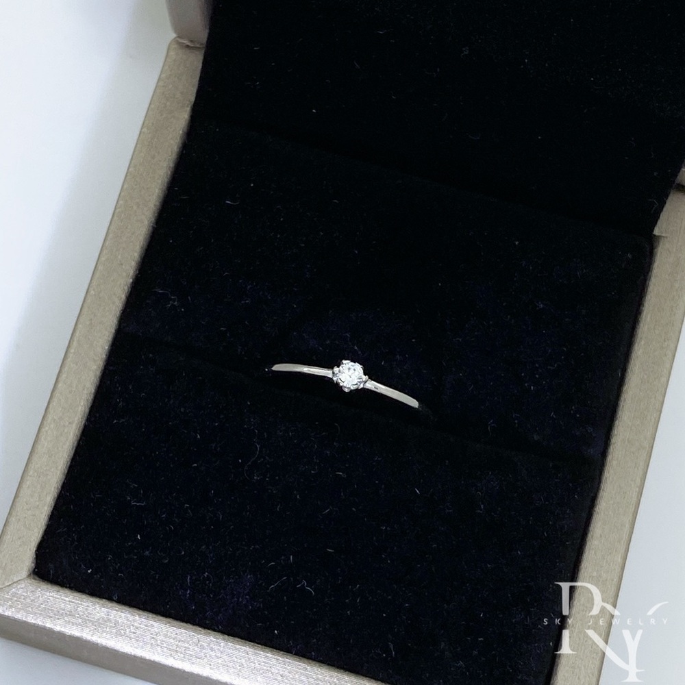 Solid Silver Small Solitaire CZ Silver Slim Band Rings- RCZ001 Silver Size 5